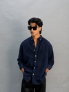 LINEN SHIRT [ NAVY BLUE ]