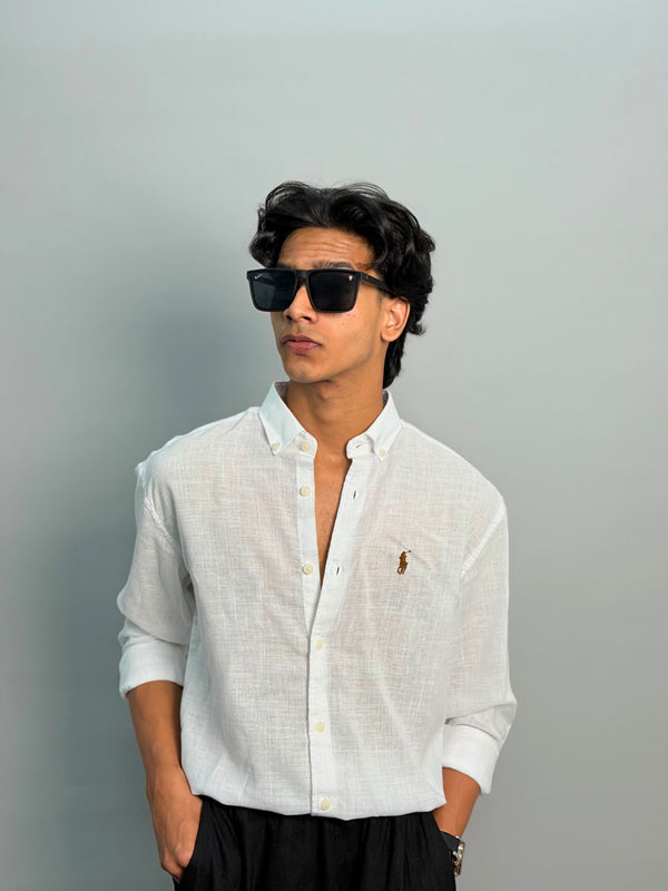 PLAIN LINEN SHIRT [WHITE]