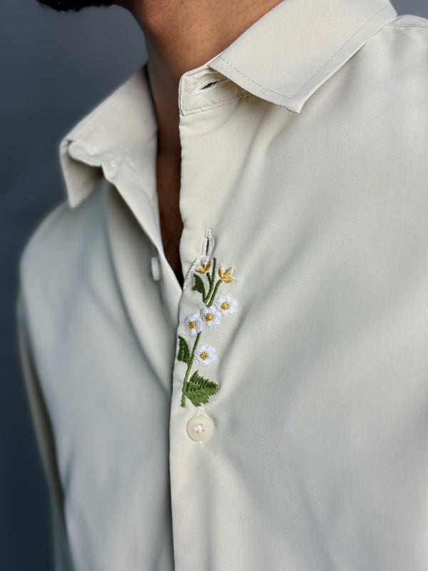 Premium Embroidery Shirt Cream