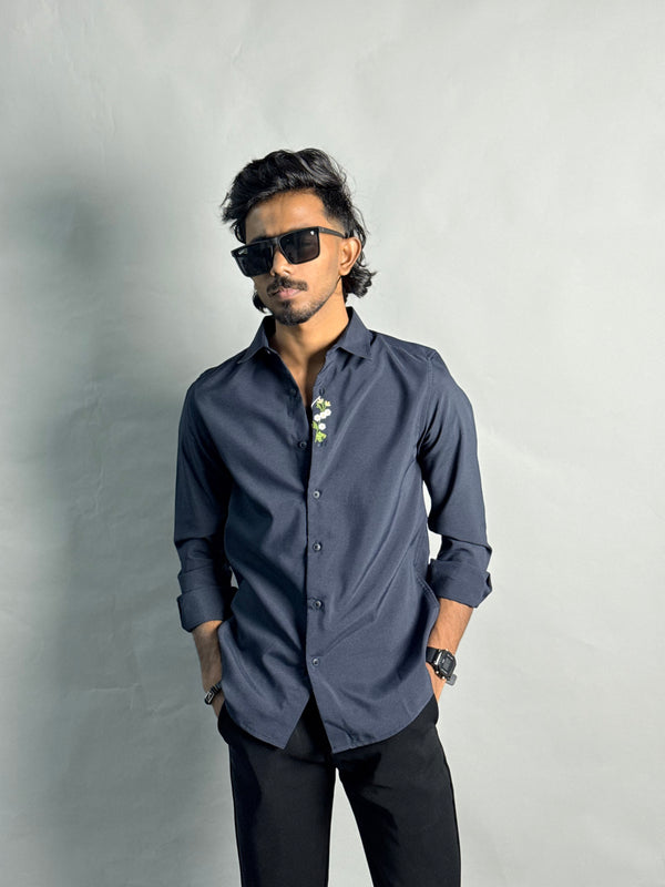 Navy Blue Premium Embroidery Shirt
