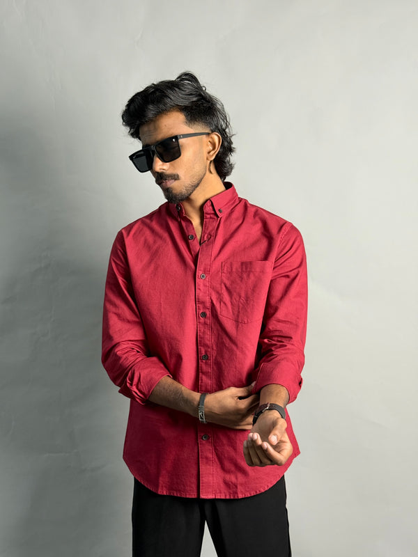 PLAIN SHIRT [ MAROON ]