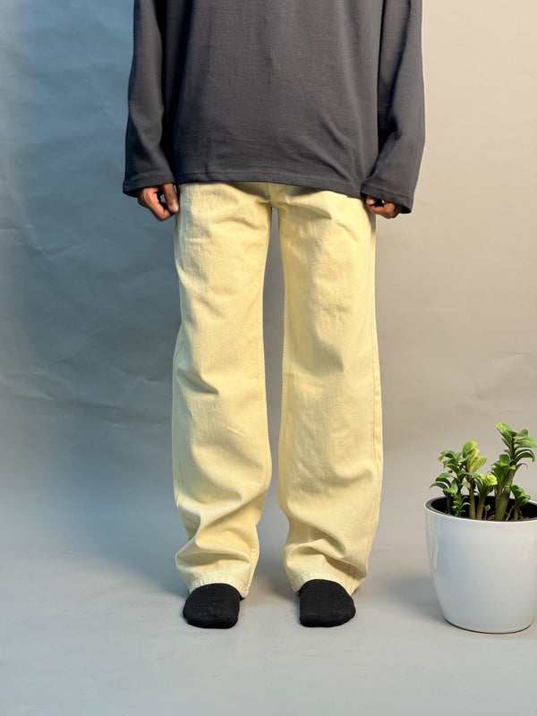 Cream Baggy Fit Jeans