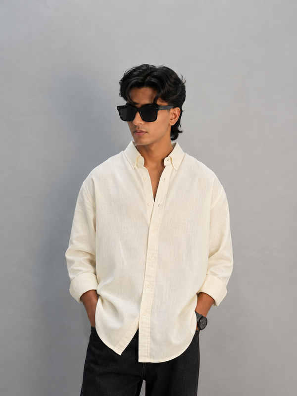 PLAIN LINEN SHIRT [LIGHT YELLOW]