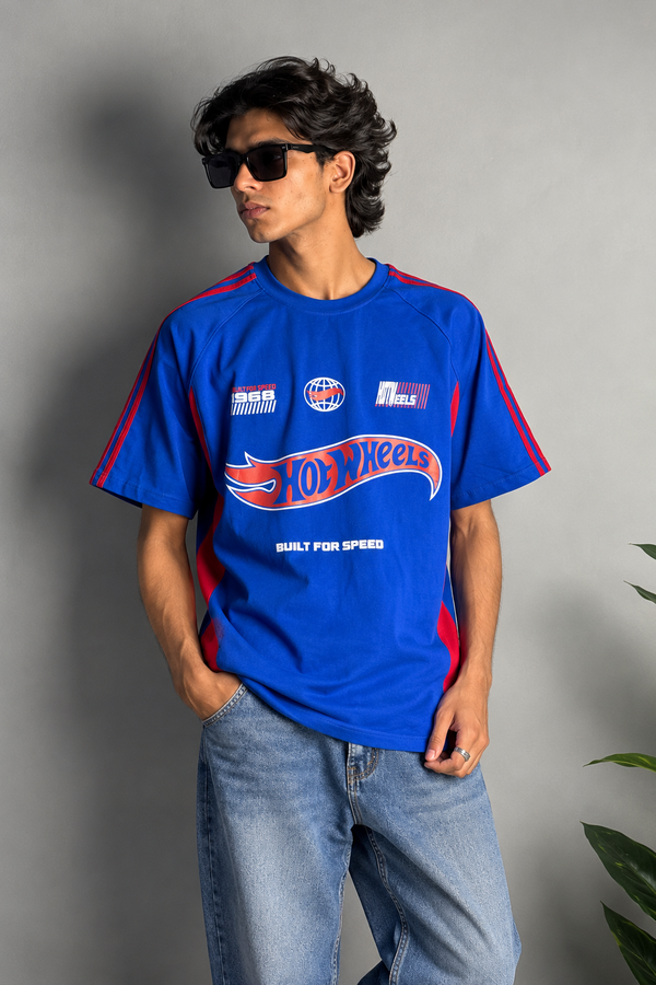 Dark Blue Hot Wheels Five-Sleeve T-Shirt