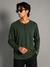 Full Sleeve Henley T-Shirt [ Dark Green ]