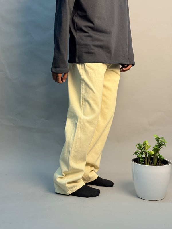 Cream Baggy Fit Jeans