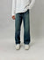 Dark Blue Greenish-Yellow Fade Baggy Jeans