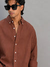 LINEN SHIRT [ DARK BRICK ]