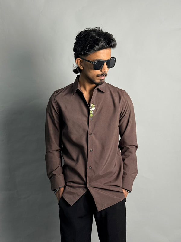 Brown Premium Embroidery Shirt