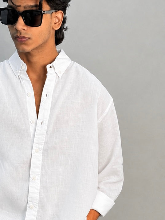 PLAIN LINEN SHIRT [WHITE]