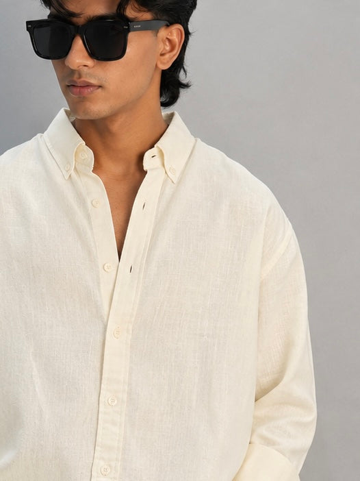 PLAIN LINEN SHIRT [LIGHT YELLOW]