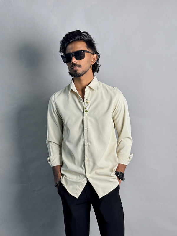Premium Embroidery Shirt Cream