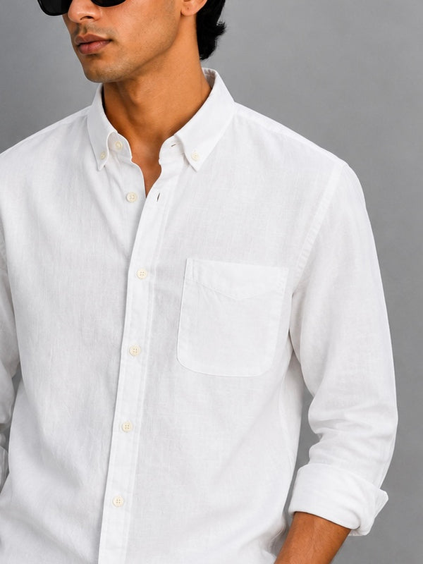 Full Sleeve Linen Shirt – White
