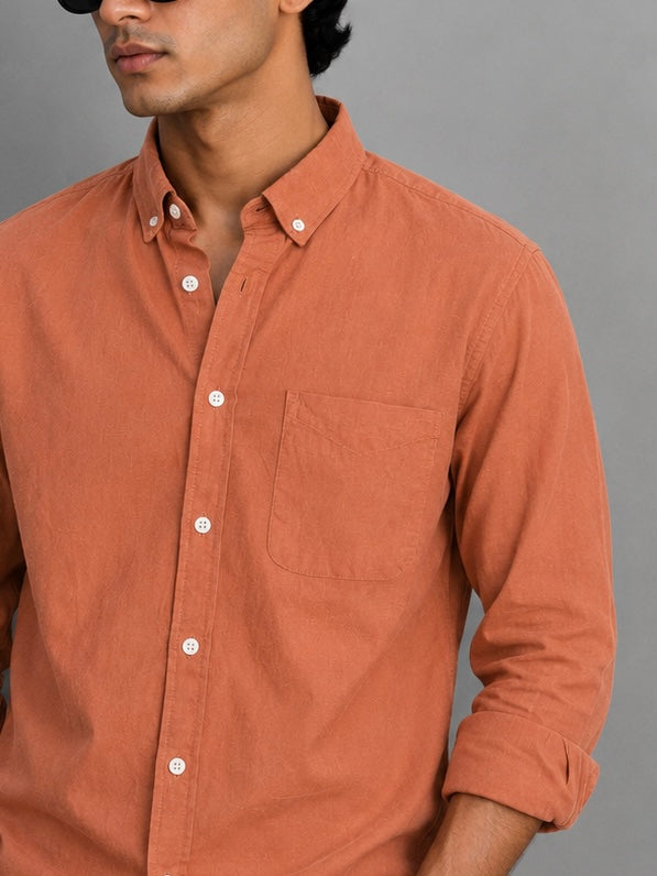 Full Sleeve Linen Shirt – Orange