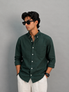 Full Sleeve Linen Shirt – Dark Green