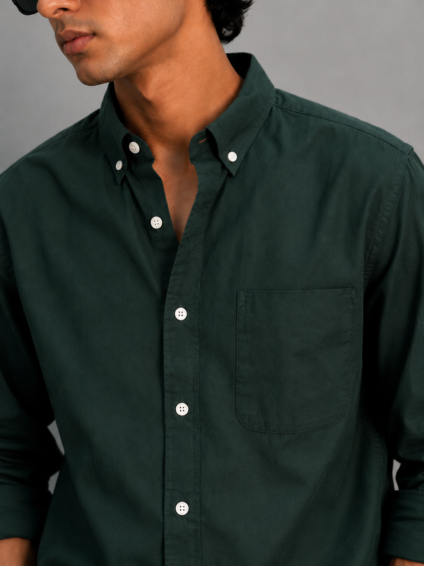 Full Sleeve Linen Shirt – Dark Green