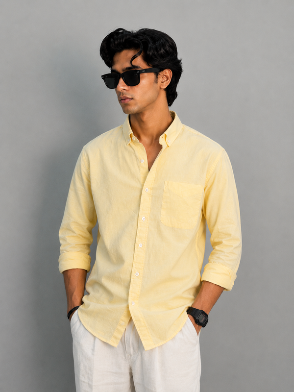 Full Sleeve Linen Shirt – Light Yellow