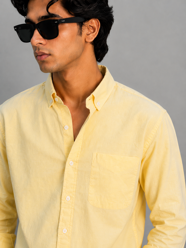 Full Sleeve Linen Shirt – Light Yellow