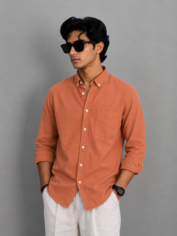 Full Sleeve Linen Shirt – Orange
