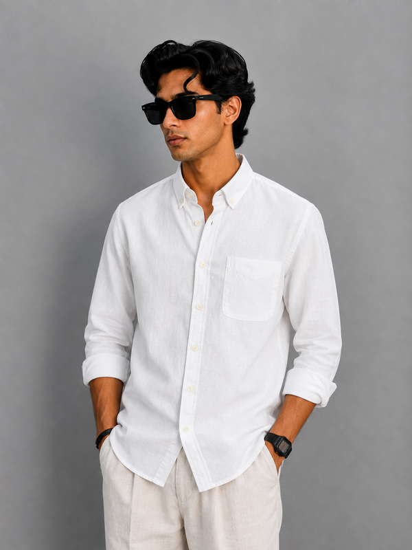 Full Sleeve Linen Shirt – White