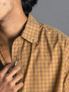 Star Collared Yellow And Brown Check Shirts
