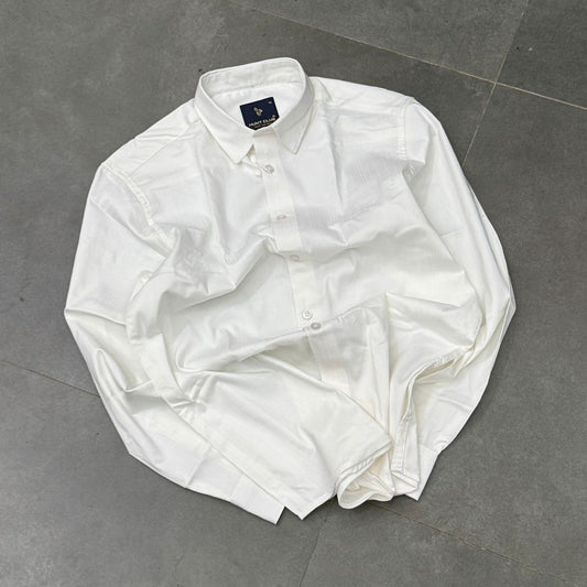 Full Sleeve Plain White Shirt (L)