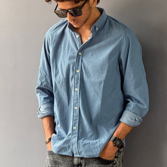 Full Sleeve Plain Corduroy Shirt (S,M)