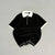 Black White-Collar Textured Zipper T-Shirt