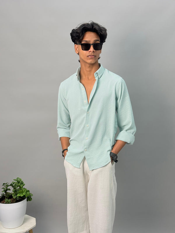 WRINKLED FREE SHIRT MINT GREEN