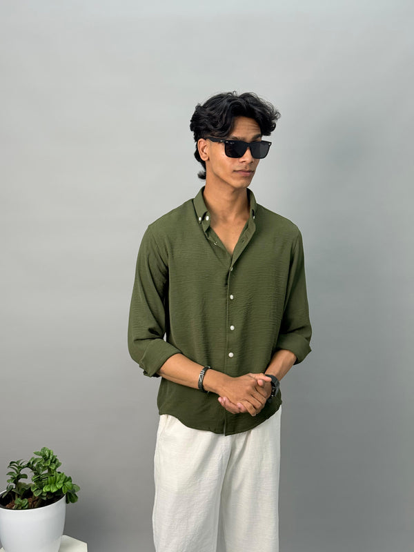 WRINKLED FREE SHIRT GREEN