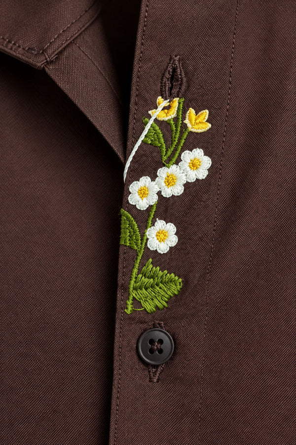 Brown Premium Embroidery Shirt