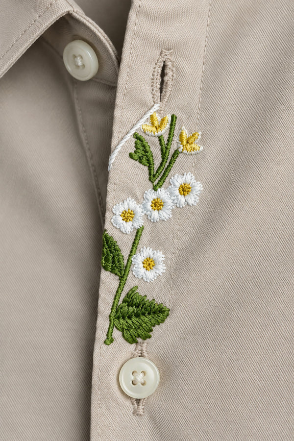 EMBROIDERY SHIRT [ LIGHT PEACH ]