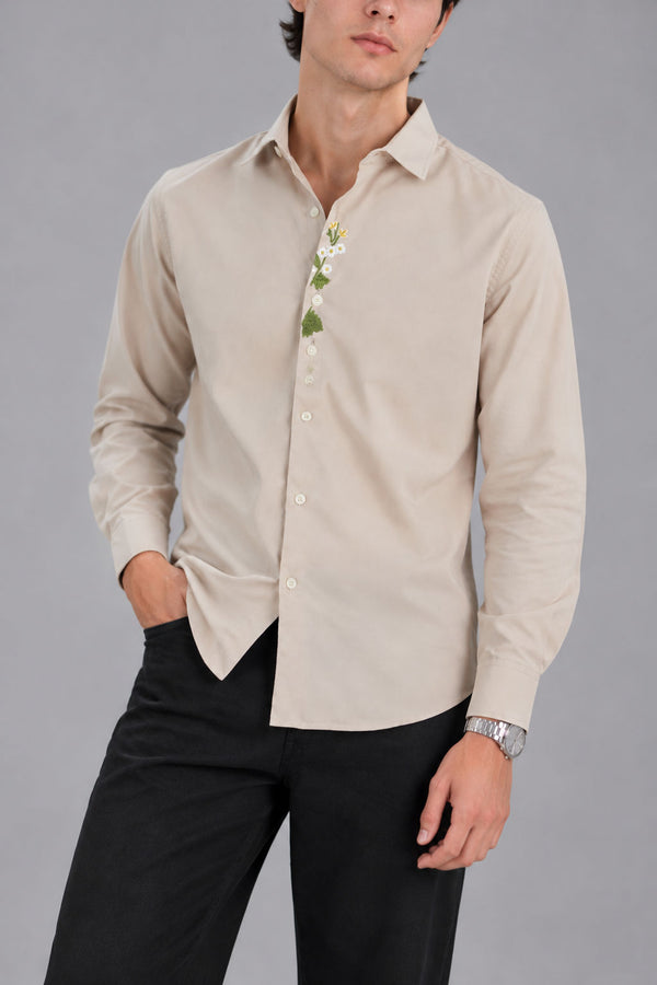 EMBROIDERY SHIRT [ LIGHT PEACH ]