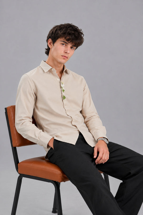 EMBROIDERY SHIRT [ LIGHT PEACH ]