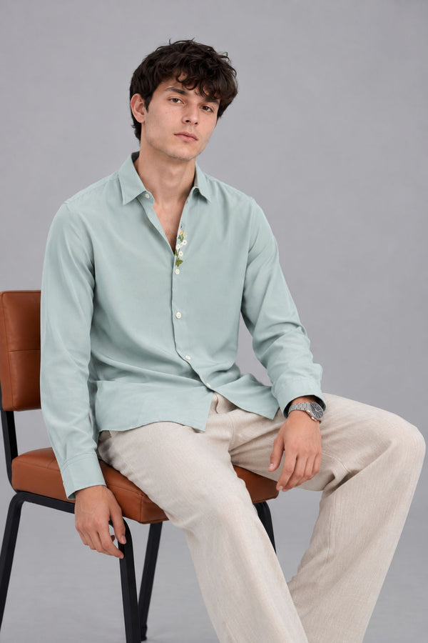 EMBROIDERY SHIRT [ LIGHT PISTA ]