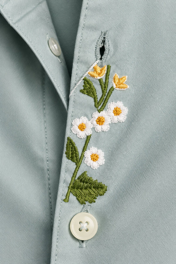 EMBROIDERY SHIRT [ LIGHT PISTA ]
