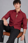 EMBROIDERY SHIRT [ MEROON ]