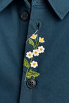 EMBROIDERY SHIRT [ PEACOCK BLUE ]