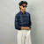 Navy Blue White Grid-Check Shirt