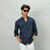 Navy Blue Full-Sleeve Linen Shirt
