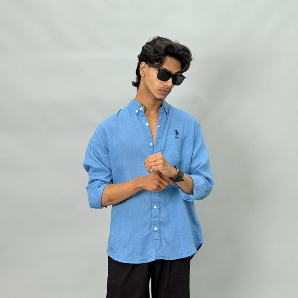 Full Sleeve Linen Shirt (BLUE)