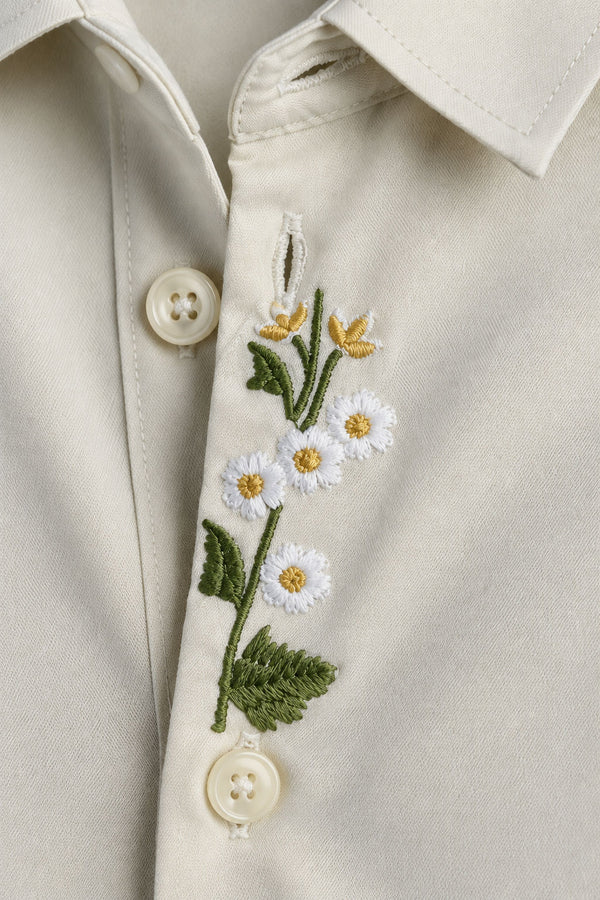 Premium Embroidery Shirt Cream