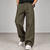 Dark Olive Green Wide-Leg Trousers