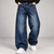 Medium Blue Diagonal-Seam Baggy Jeans