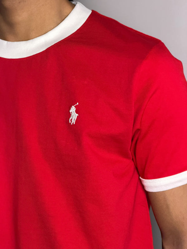 Ringer Half Sleeve T-Shirt [RED]