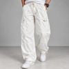 White Cargo Parachute Baggy Pants