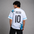 White Blue Floral Football Graphic T-Shirt (Argentina)