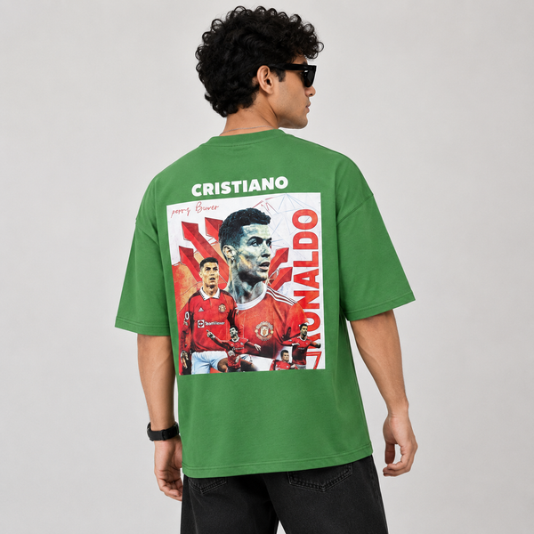 Green Football Graphic Five-Sleeve T-Shirt