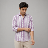 Purple White Ikat-Stripe Full-Sleeve Shirt