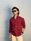 Maroon Full Sleeve Plain Shirt